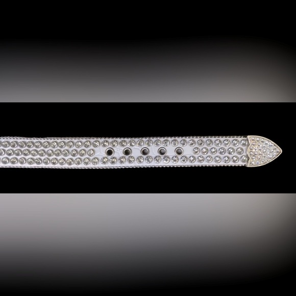 DNA Premium White & Silver Diamond Rhinestone Cowgirl Crocodile Belt - Picture 8 of 13
